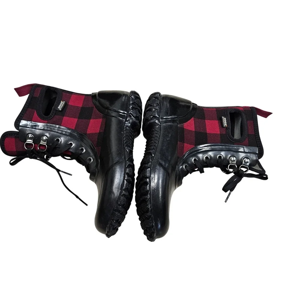 BOGS‎ Sidney Lace Pld Waterproof Kids Size 13 Red Plaid Boots